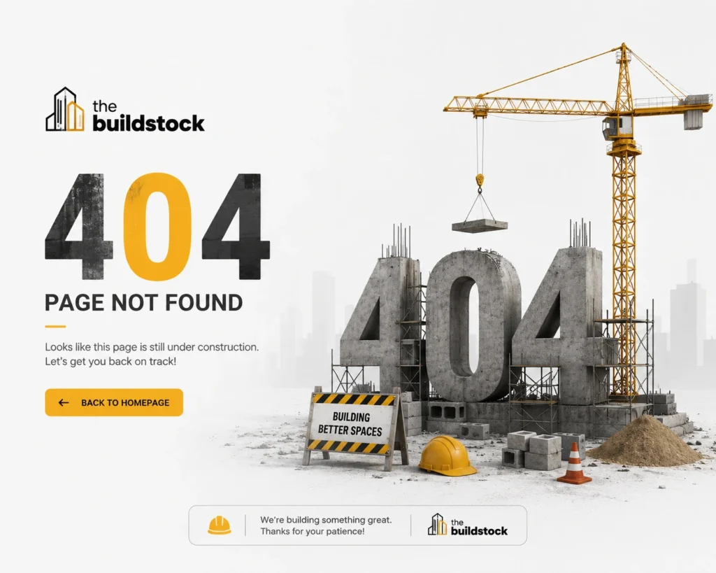 The Buildstock 404 error page for building materials supplier